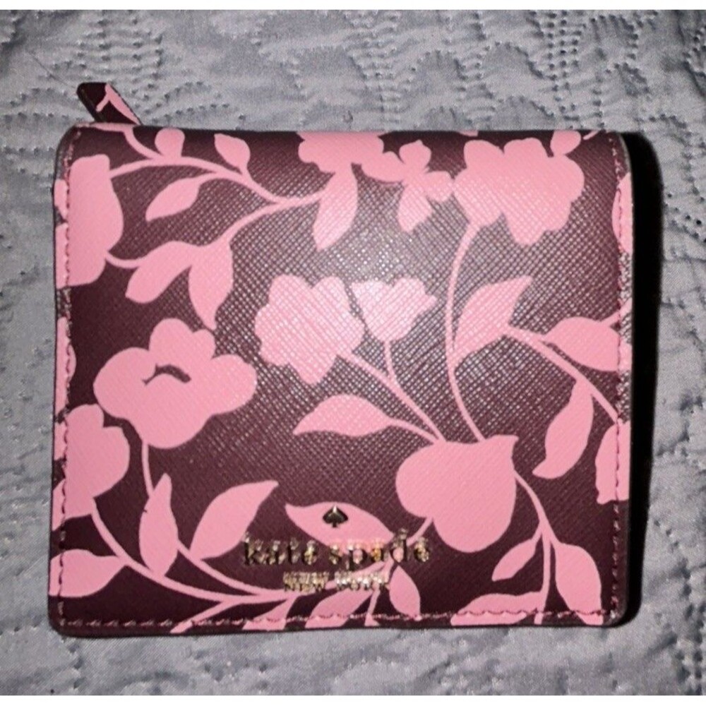 Kate Spade Saffiano Serenade Cove garden vine floral Wallet Pink Multi